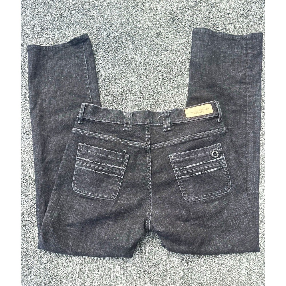 Lacoste Black Denim Jeans Men's 30x29 Straight Leg Y2K Made in Morocco